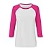 Womens 3/4 Sleeve Tops Casual Crew Neck Color Block Blouse Plus Size Shirts Loose Fit Summer Cute Contrast Tees