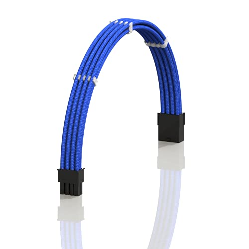 LINKUP 8Pin PSU-GPU Power Extension Cable | Compatible with AMD and NVIDIA GTX 16 Series GPUs | Strong and Stiff Due to The Braided Sleeve | 30cm, Blue