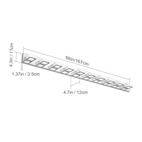 Image of Ralbay 66inch Chrome Bathroom Vanity Lights Stainless Steel Acrylic LED Modern Chrome Bathroom Wall Lighting Fixtures