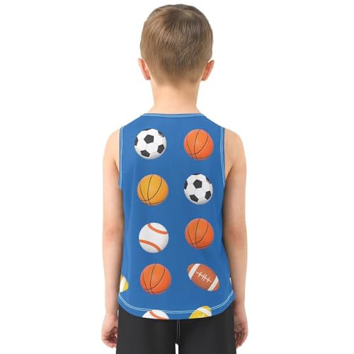Boys' Tank Top Shirt Deep Blue Background with Balls Pattern Sleeveless T-Shirts3