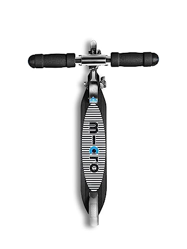 Micro Kinderscooter Sprite klappbarer Roller in schwarz mit gestreiftem Griptape