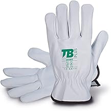 10 Pares TB Guante de Protección Laboral TB Plus 160IBSZ | Guante de Seguridad para Trabajos con Riesgos Mecánicos y Térmicos. Fabricado en Piel Flor Vacuno, Color Gris. Talla 7