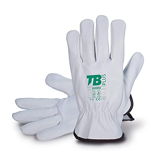 TB Guante de Protección Laboral TB Plus 160IBSZ | Guante de Seguridad para Trabajos con Riesgos Mecánicos y Térmicos. Fabricado en Piel Flor Vacuno, Color Gris - Paquete 10 Pares - Talla 7