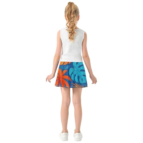 Girls Skorts Athletic Shorts Vibrant Tropical Palm Trees Toddler Tennis Skirts Preppy Cheer Skirt 3t4
