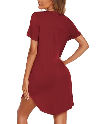 Image of Ekouaer Women V Neck Button Down Nightgown