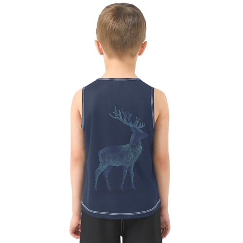Christmas Reindeer Blue Boys Tank Tops Toddler Boys' Assorted Sleeveless Tank Tops for Summer,3T3