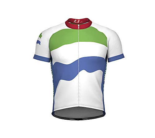 ScudoPro Sierra Leone Emblem Full Zipper Bike Short Sleeve Cycling Jersey for Women - Size XL Multicolored