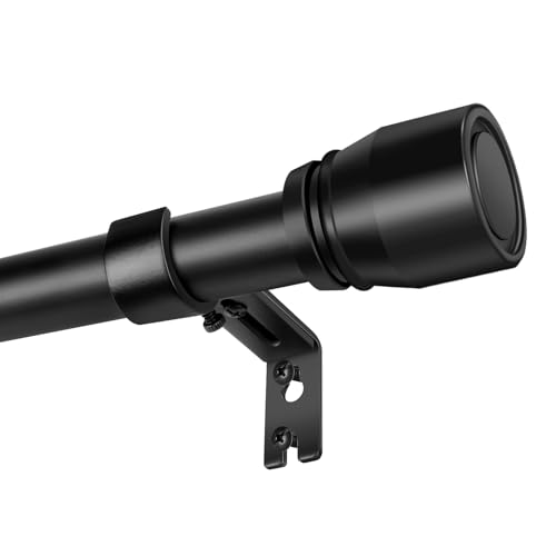 1” Diameter Curtain Rods Itself is 30 to144 inch 1 Pack Fit 30-142 inch, 66 to 120 inch Window with Heavy Duty Adjustable Rod Matte Black Splicing Metal Extra Long Curtain Rod for Windows