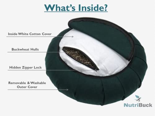 Image of Buckwheat ZAFU Meditation Cushion Filled with Buckwheat Hulls (Dark Green)