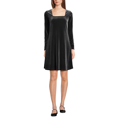 Lands' End Women's Knit Velvet Square Neck Dress