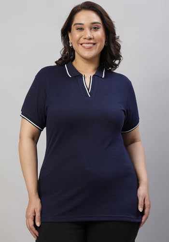 Image of Wear Your Opinion Women's Plus Size Tipped Collar Neck Polo Tshirt