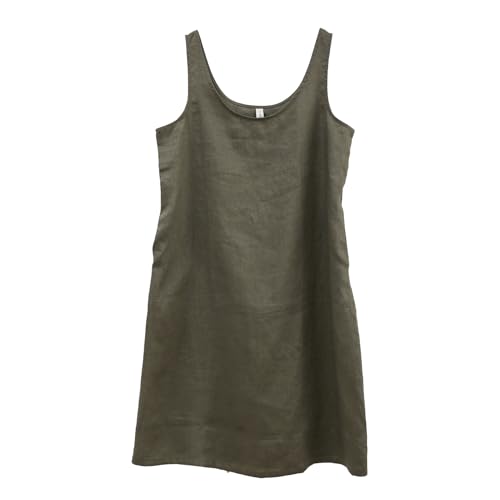 Amazhiyu Leinenkleider Damen Sommer Kleider Damenkleider Ärmellos Sommerkleid Midi Knielang A Linien Midikleid Leinen Kleid Strandkleid Freizeit...