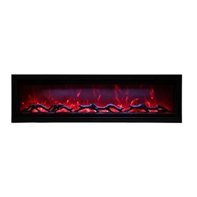 Amantii Symmetry Series Built-in Electric Fireplace with Logs and Bronze Fully Recessed Surround (SYM-60-SYM-60-SURR-BRON), 60-Inch