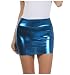 Sakkas 6924 Women's Shiny Metallic Liquid Mini Skirt - Turquoise - X-Large