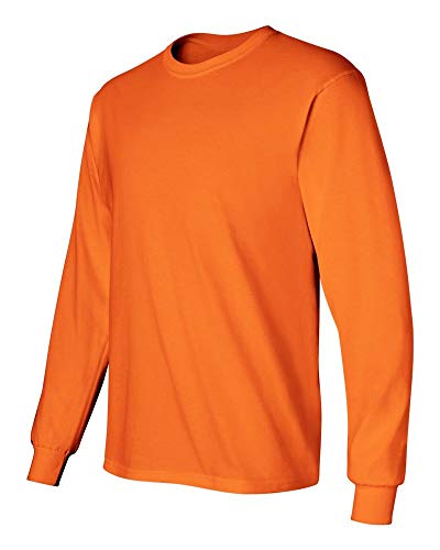 Fit In Basic Safety High Visibility Long Sleeve Construction Work Shirts Pack for Men Safety Orange Large