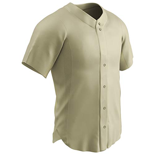 Champro Men's Standard Reliever Full Button Half Sleeve Baseball Jersey, Natural, Adult 2X-Large
