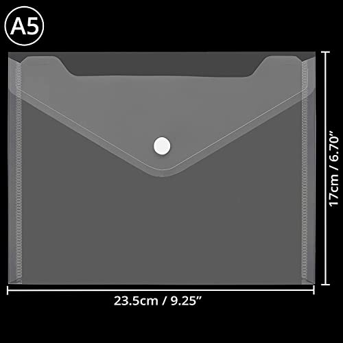 Image of A5 FD Size Envelope Design File Folder Clear Holder Storage Case for Paper Document Bag PassBook, Cheque Book Snap Button Folder Clear Plastic Container - Pack of 100