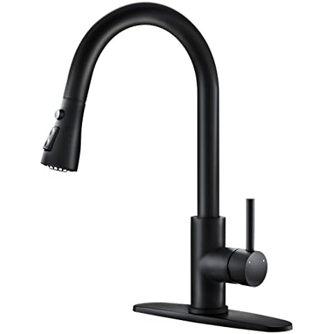 Black Kitchen Faucets with Pull Down Sprayer Kitchen Sink Faucet with Pull Out Sprayer Single Hole Deck Mount Single Handle Stainless Steel 866068R Cover