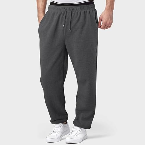 Boy's Baggy Sweatpants Straight Leg Open Bottom Casual Pants Elastic Waist Athletic Joggers Sweat Pants with Pockets Trousers4