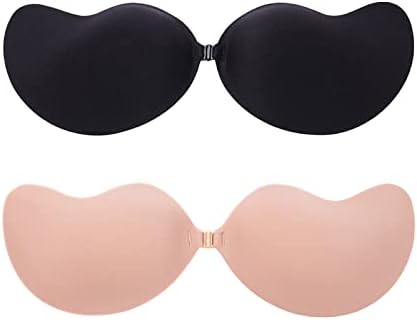 Rose Charel Sticky Bra Adhesive Push Up Bra 2 Pairs Backless Strapless Invisible Magic Bra Reusable Sticky Bras for Women