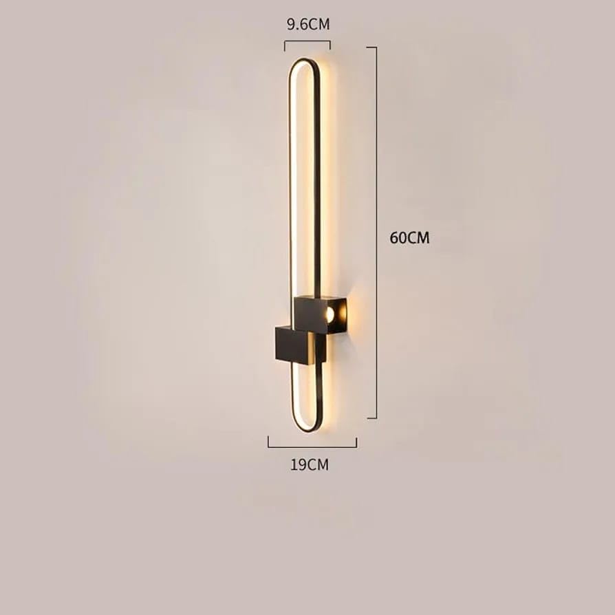 Image of Glowave Modern Black Oblong LED Long Tube Wall Light for Bedroom Bedside Living Romm Hallway - Tricolour | Warm White, White, Natural White | (600mm)