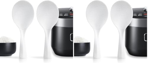 Image of 2 Pcs Plastic Rice Paddle,Non Stick Standing Rice Spoon Scooper Spatula,Heat Resistant Rice Cooker Spoon (White) (Pack of 2)