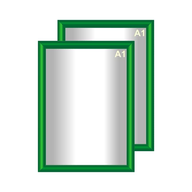 Snap Poster Frames | Certificate Photo Display | Clip Poster Holders for Retail And Advertising Displays | Notice Sign Board Frame for Walls (Green Colour) (2, A1 (594 x 841mm))