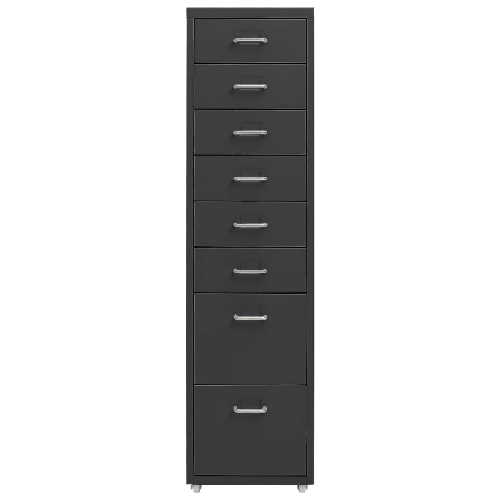 Schedario Mobile Antracite 28x41x109 cm in Metallo-Cassettiera,Mobiletto da Ufficio con Serratura,Regolabile per Cartelle Sospese,Superficie Testurizzata,per Ufficio,Studio