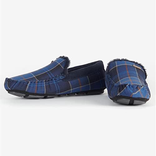Barbour Mens Monty Moccasin-style Cosy Easy Slip-on House Slippers - Midnight Tartan - 12 | Image 2