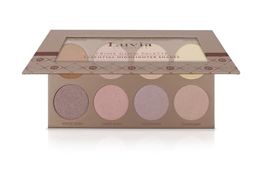Luvia paleta rozświetlaczy – Prime Glow Make Up – delikatny, połyskujący makijaż – wysokiej jakości rozświetlacz do ciemnej i jasnej skóry – kosmetyki wegańskie