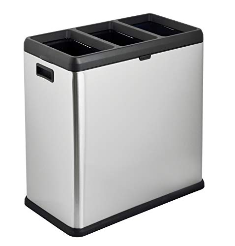 Caneca de Basura 16 Gal Step N' Sort 3 Compartimentos Plata