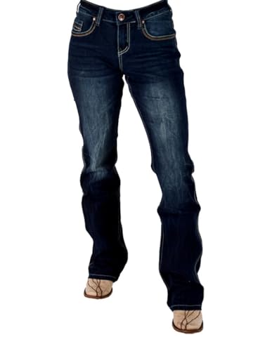 Cowgirl Tuff Western Jeans Womens Competitor Bootcut Dark Wash JCOMPT