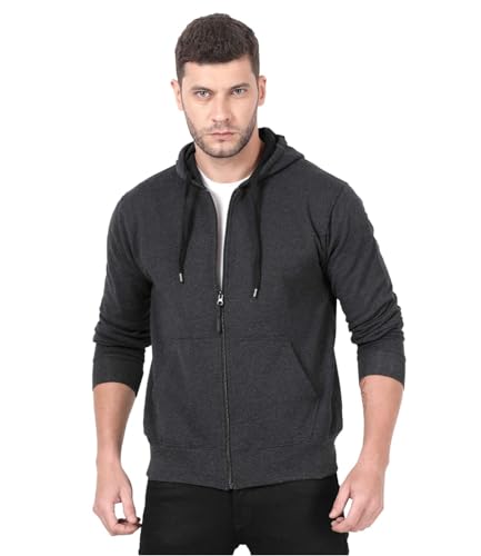 Image of Scott International Men's Solid Cotton Hoodies for Men, Trendy and Comfortable Sweatshirts for Men, Stylish Winter Wear with Hood and Pockets, Fashionable Hooded Sweatshirts