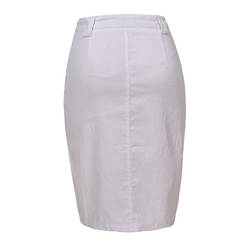 Women's Midi Knee Length Workout Cotton Pencil Skirts with Front Pockets and Slit2