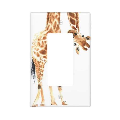 Wild Animal Watercolor Giraffe Light Switch Cover Decorative Single Rocker Plastic Wall Plate Outlet Cover for Women Girls Bedroom Kitchen Living Room Decor 4.5 * 2.76