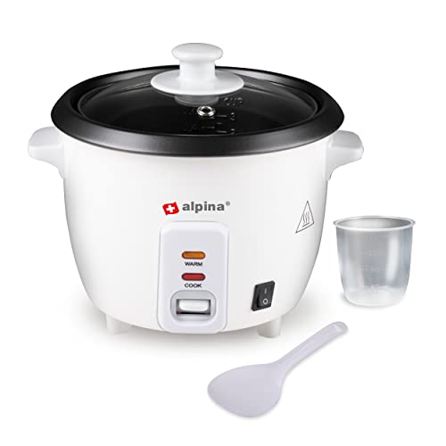 Alpina Cuociriso – 0,6 litri – 300 Watt – Con spia di controllo del calore e della cottura – Bianco