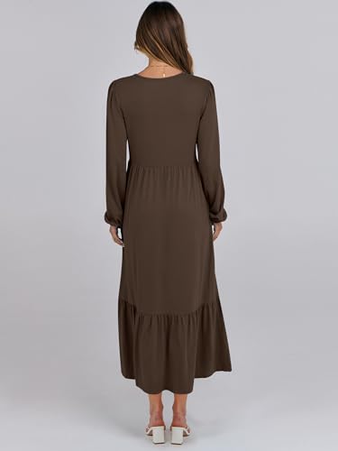 ANRABESS Long Sleeve Midi Dresses for Women Casual 2025 Fall Crewneck A Line Tiered Flowy Loose Trendy Dresses with Pockets4