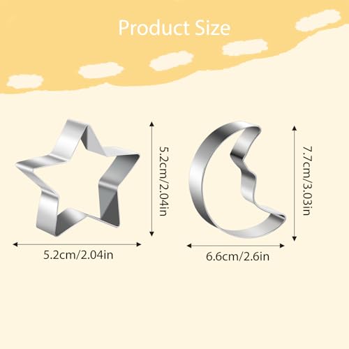 Mozeat Lens 578486_1_TQWQFUHG Star And Moon Cookie Cutter, 2 Pcs Stainless Steel Biscuit Cutters For Baking Small Night Sky Theme Cutters Molds Set Eid Mubarak/Islamic Pastry Cake Fondant Decor thumb #3