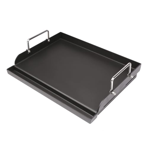 GFTIME Grillplatte 43 x 33cm, Universal Plancha für Gasgrills und Holzkohlegrills, Elektrogrill, Universal Grillpfanne Flache Oberplatte, Antihaftbeschichtung, Große Rechteckige Grillplatte, Schwarz