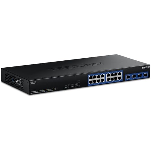 Image of TRENDnet 20-Port 2.5G /Multi-Gig Switch with 10G SFP+ Ports, TEG-S50204, 16 x 2.5G RJ-45 Ports, 4 x 10G SFP+ Ports, 160Gbps, 1U Rack Mountable, NDAA TAA Compliant, Lifetime Protection, Black