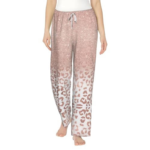 Pantalon de pyjama en flanelle anti-boulochage et taille élastique or rose