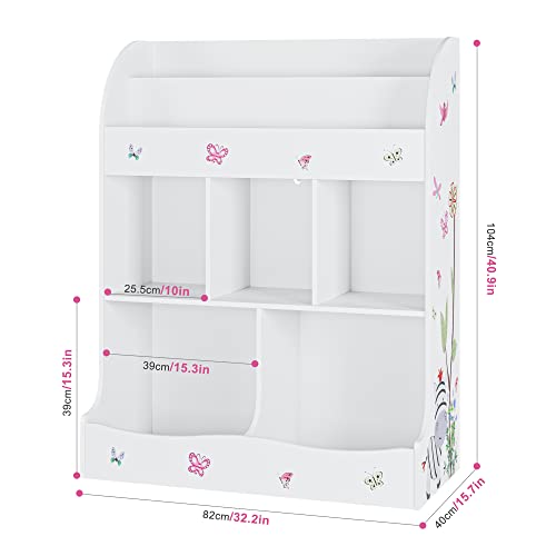 Botlog Kids Bookshelf, Toy Storage Cubby For Kids, Toy Storage Organizer With Bookcase For Kids Bedroom, Playroom, White #TOP2