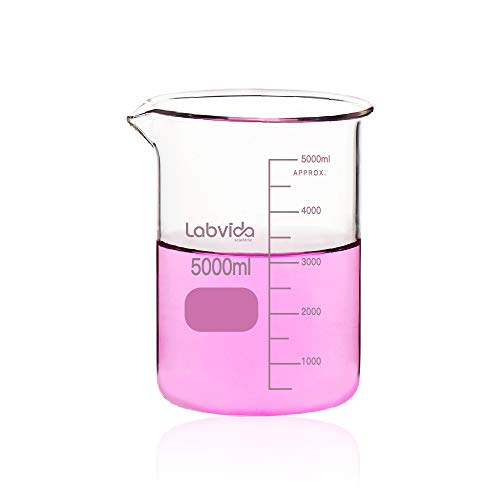 Griffin Low Form Glass Beaker, Vol.5000ml, 3.3 Borosilicate with Printed Graduation, LVA016
