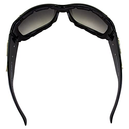 Rodeo Queen Angel Padded Motorcycle Bling Sunglasses for Women Black Frame w/Bling Rhinestones & Smoke Gradient Lens4
