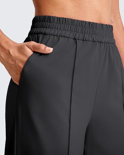 G4Free Wide Leg Pants Women Lightweight High Waisted Workout Lounge Trousers with Pockets(Black,L,31")4