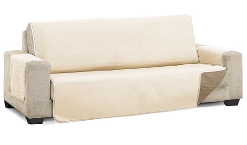 Martina Home Diamond Funda Cubre Sofá,Protector para Sofás Acolchado Reversible, Beige/Cuero, 3 Plazas