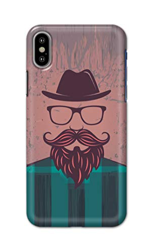 Image of PRINTFIDAA Man Icon with Beard Shirt Hipster Printed Designer Hard Case for Apple iPhone X /iPhone 10 / iPhone Ten /iPhone Xs Back Cover -(e) RPM1001