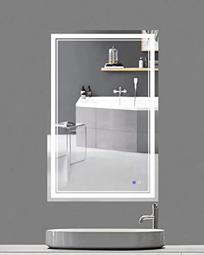 Keonjinn 36 x 24 Inch Bathroom LED Mirror Anti-Fog Dimmable Wall Mounted Makeup