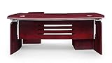 ZURI Modern 79' Harrison Desk with Mobile Pedestal and Return in Mahogany