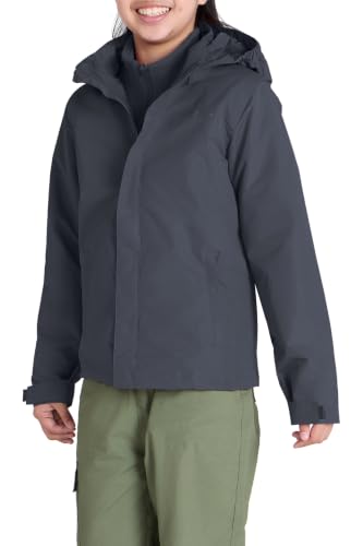 Image of Mountain Warehouse Fell Kids 3 in 1 Jacket - Water-Resistant Triclimate Raincoat, Detachable Inner Coat & Packaway Hood - Spring Summer, Walking, Hiking & Outdoors Navy Kids Size 7-8 Years